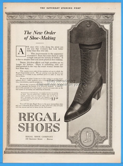 1918 Regal Shoes Boston MA Womens High Top Lace Up Boots Pollyanna Art Ad