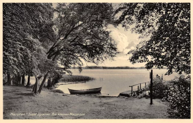 Masuren Insel Upalten Am kleinen Mauersee Ostpreussen Postkarte AK