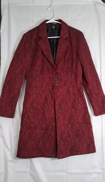 Bisou Bisou by Michele Bohbot Red Black Gothic Steampunk Coat Jacket *554