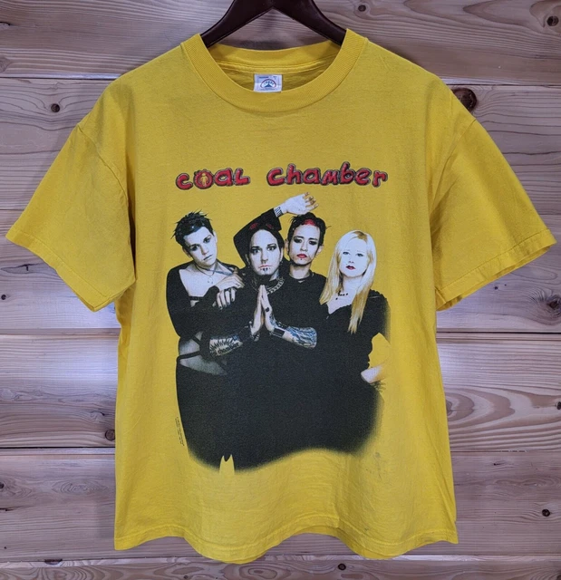 VTG COOL CHAMBER 1999 Heavy Metal Rock T Shirt Double Sided Stained Size Large