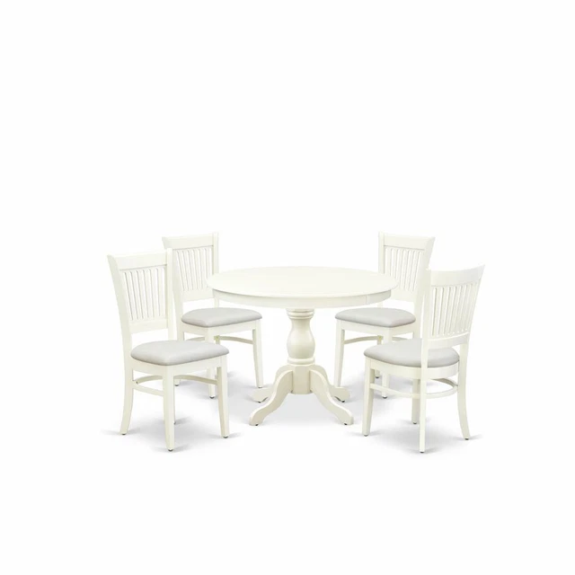 East West Furniture - HBVA5-LWH-C - 5-Piece Modern Dining Table Set- 4...