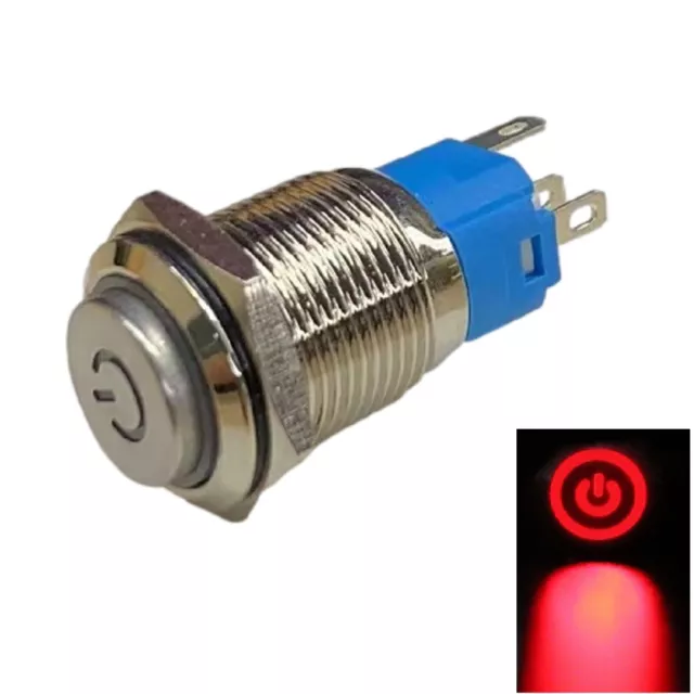 Metall Push Button 16mm mit Power LED 110 220V Momentary Knopfschalter IP66