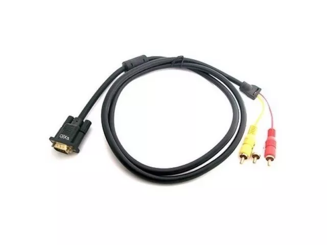 YUV VIDEO Kabel 15Pol VGA Adapter auf 3 Cinch RCA Stecker Beamer TV AV DVD AUDIO