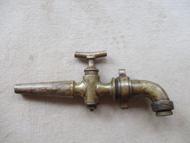 Alter Messing Wasserhahn Absperrhahn Brunnen Ablaßhahn Zapfhahn Gesamtlänge 30 c