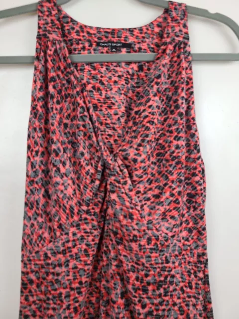 Chaus Sport Womens Maxi Dress Sz Small Pink Black Leopard Twist Front Sleeveless 2
