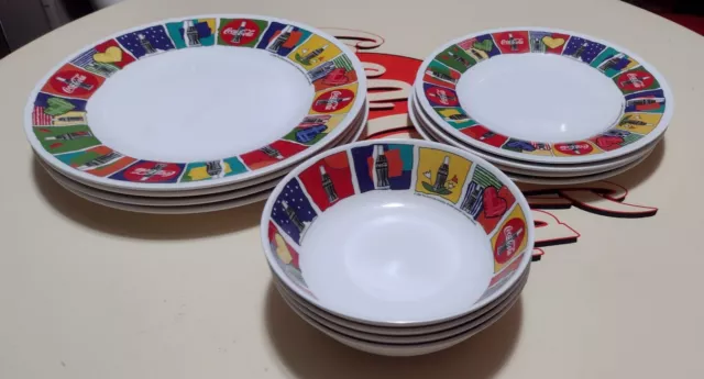 Set Of Coca Cola Gibson Dinnerware Set Plastic 1998