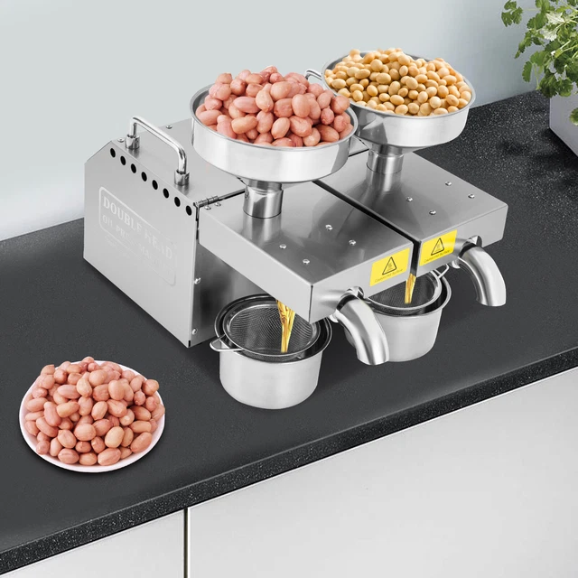 Oil Press Machine with Double Oil Outlets Automatic Oil Extractor Pressing 600W