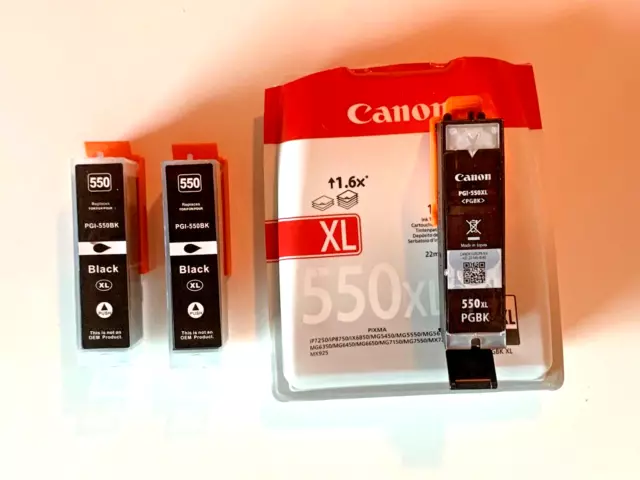 CARTOUCHE OFFICIELLE CANON PIXMA 550XL PGBK neuve encore fermée + 2 génériques