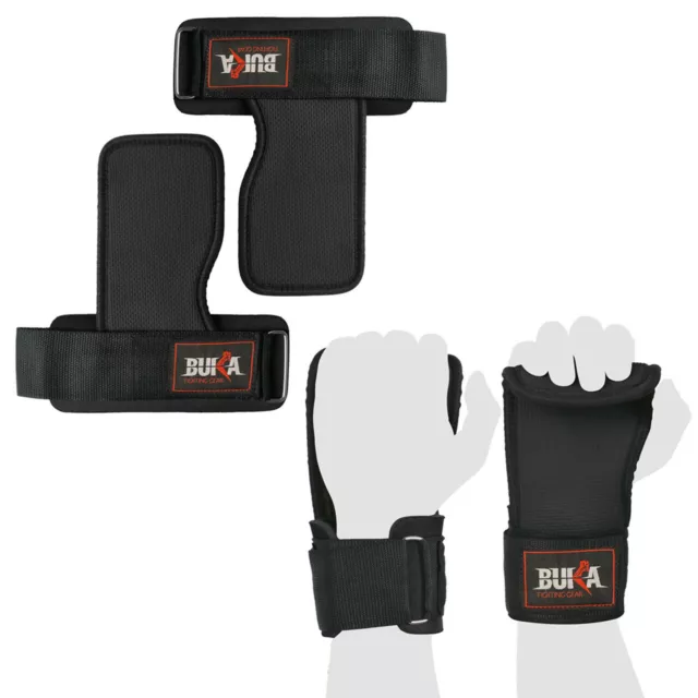 BUKA Gym Weight Lifting Straps Power Training Grip Workout Wrist Wraps Gloves