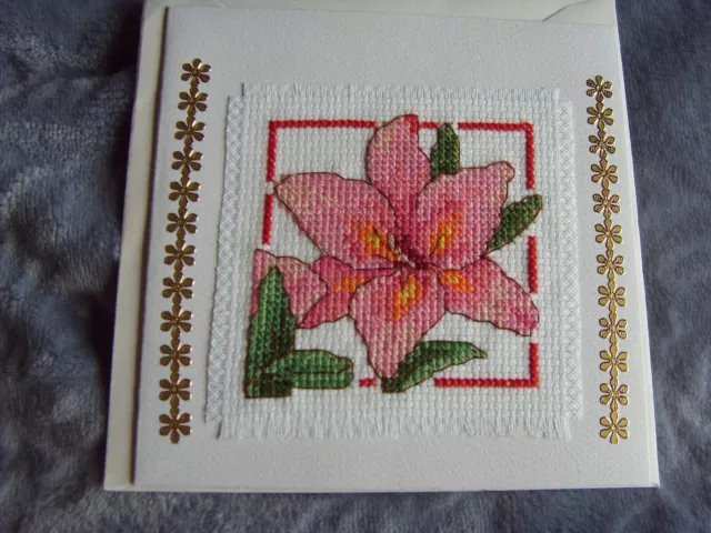 Hand Stitched Cross Stitch Card 3.7