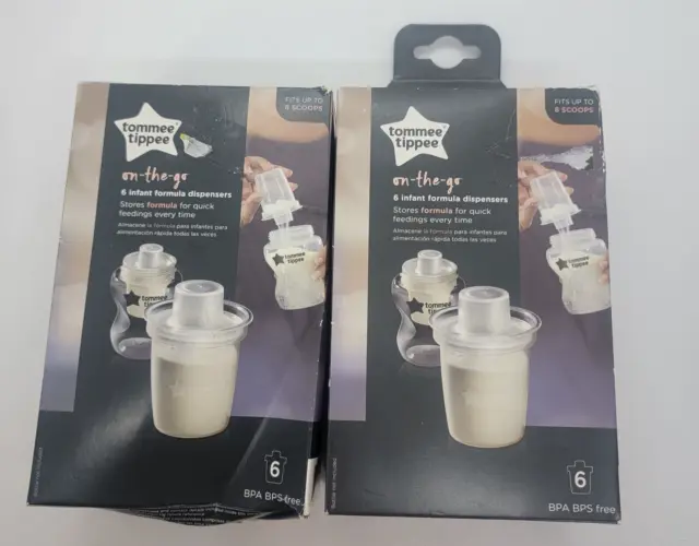 Tommee Tippee Closer To Nature Milk Powder 6 Dispensers Fits 8 Scoops 2 Boxes
