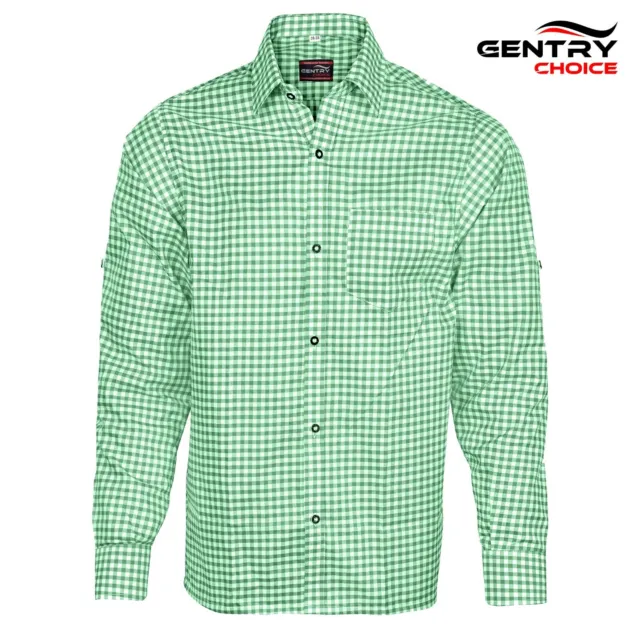 Men's Bavarian Shirt Checked Apple Green Shirt Traditional Shirt German Outfit