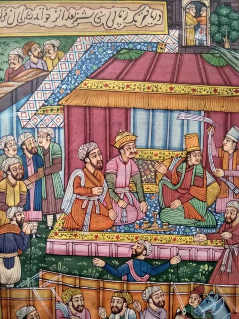 Early Persian Court Scene Handmade Miniature Rare Persian Art On Paper 2