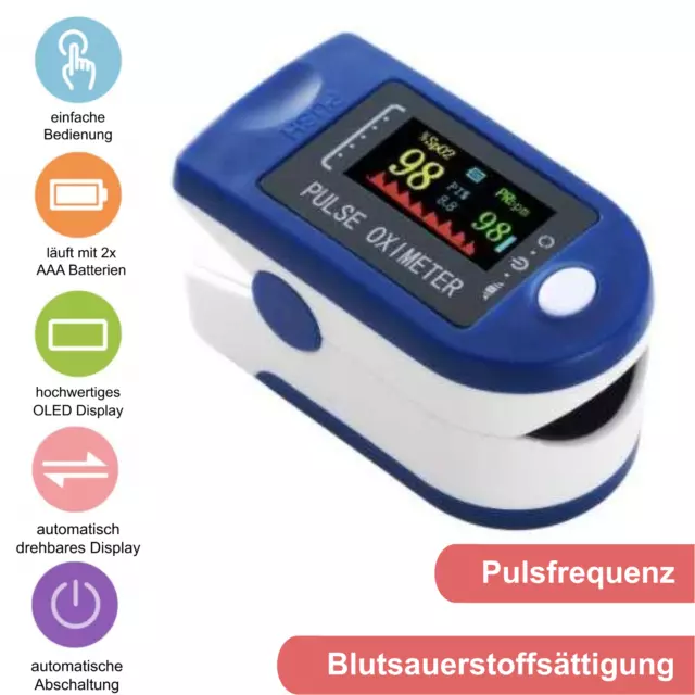 Pulsoximeter Finger Oximeter Sauerstoff Puls SpO2 Messgerät SpO-2 Pulsoxymeter