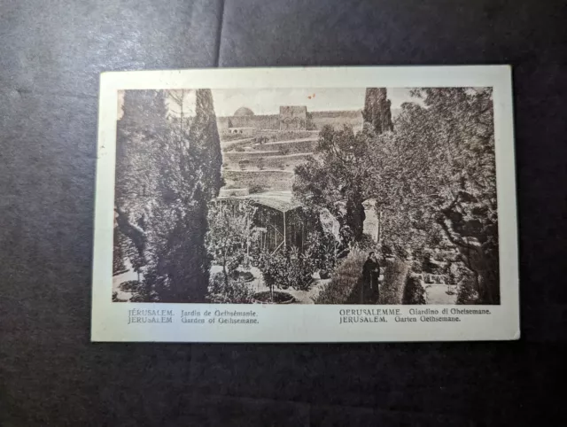 1924 EEF Palestine Overprint Postcard Cover Jerusalem to Venice Italy