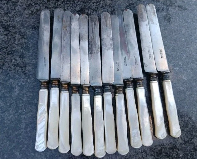 Service de couteau ancien 6 pièces Rocaille argent France Antique set Service de couteau ancien 6 pièces Rocaille argent France Antique set