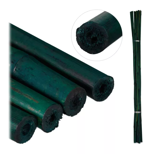 Tuteur pour plantes en bambou Lot de 25 tiges Stabilise plante Bâton 105 cm vert