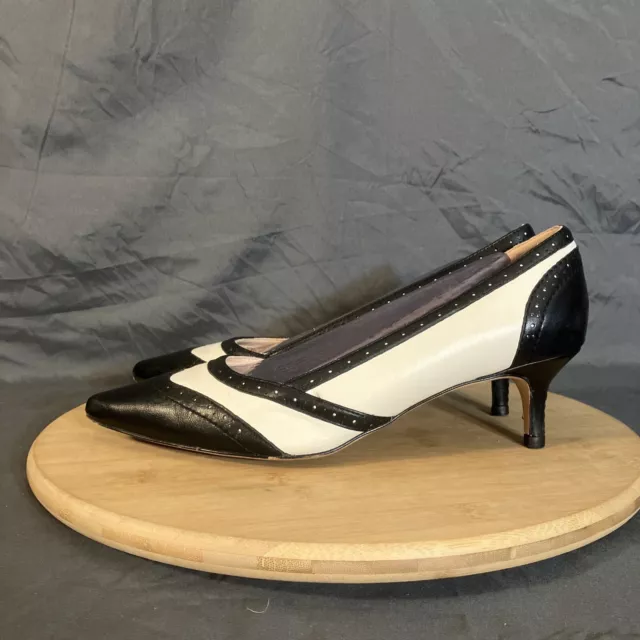 J Crew Sophia Womens 8.5 Leather Black & White Spectator Pumps Shoes Fall 2020