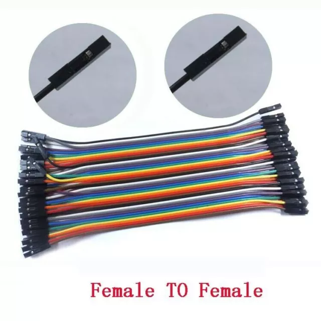 40P DuPont 2.54mm Rainbow Cable Ribbon Jumper Wire 10cm - 100cm Female TO Female
