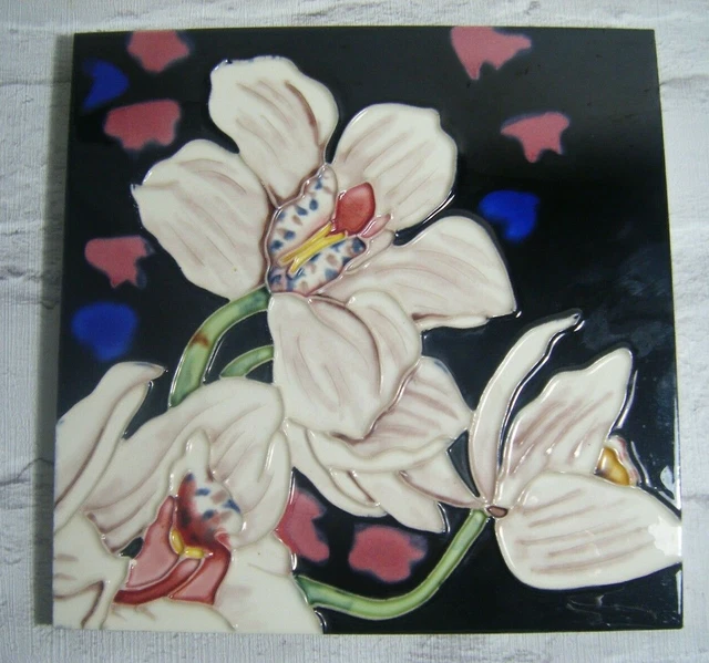 Decoración de azulejos de pared de mayólica floral decorativa / trivet 20 cm x 20 cm