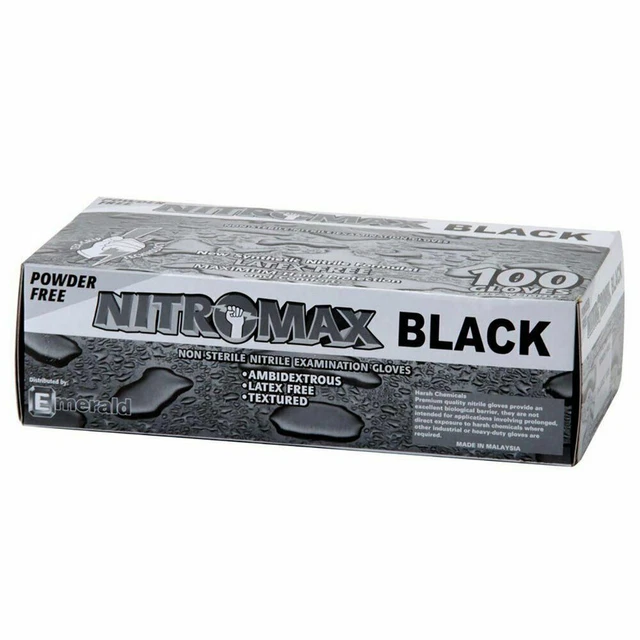 Gants En Nitrile Noir Sans Poudre - Lot De 100 - Taille M - Sans Latex, Hypoallergéniques - Contact Alimentaire Et Médical