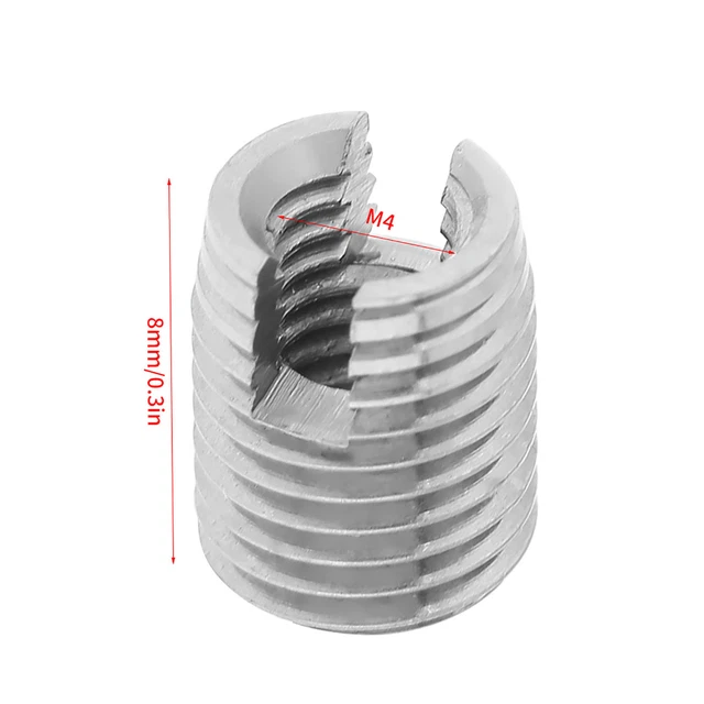 Set 20 pz filetto a vite scanalato in metallo autotacking inserto riparazione elicoidale M4x8 mm