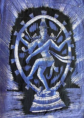 Shiva Tenture Indienne Vrai Batik Fait Main Natraj Inde Ganesha Nepal Coton N6