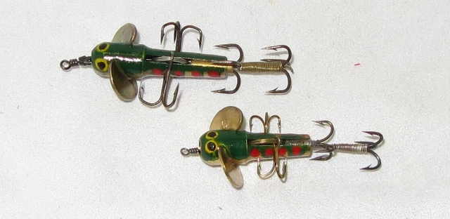 Leurre De Pêche Ancien En Bois – Bleu Et Doré – Vintage Sans Marque