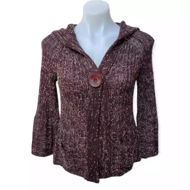 NEW BCBGMAXAZRIA Cardigan Sweater Women's Hoodie Plum & Chocolate Brown SM NWT