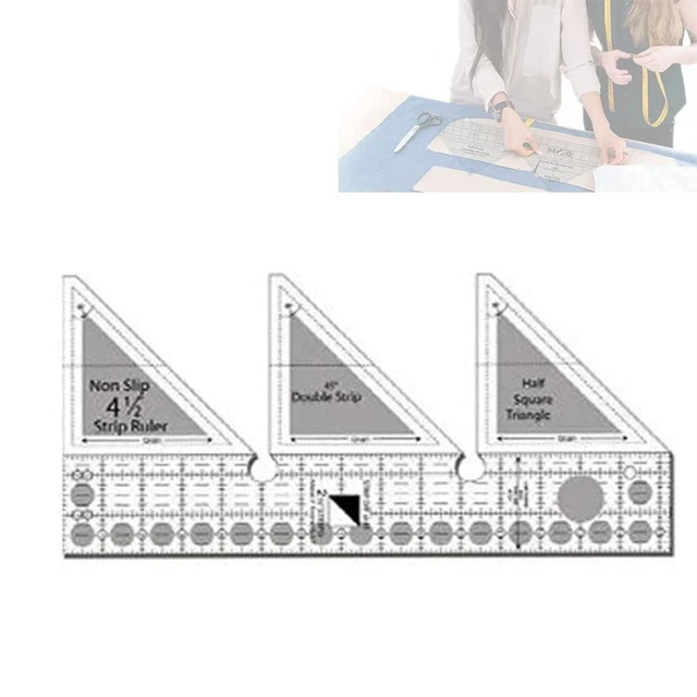 Ruler Grids 45/60/90° Double Strip Ruler Acrylic Quarter Triangle Cutting Guide