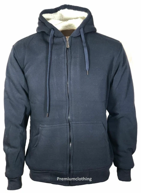 Mens Womens Plain Hooded Fur Sherpa Fleece Jacket Thermal Thick Warm Winter Coat