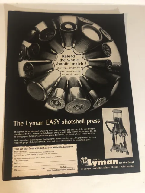 1960s Lyman Shot Shell Press Vintage Print Ad Advertisement pa13