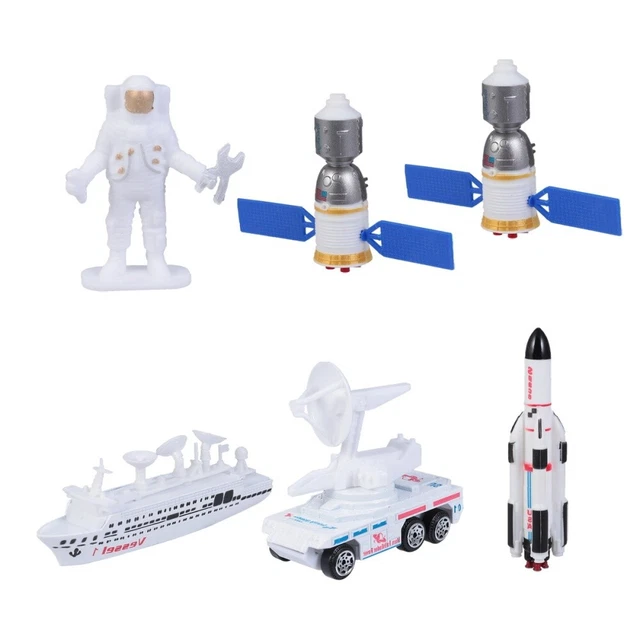 6 PCS Astronaut Playset Kids Action Airplane Aerospace Model Mini