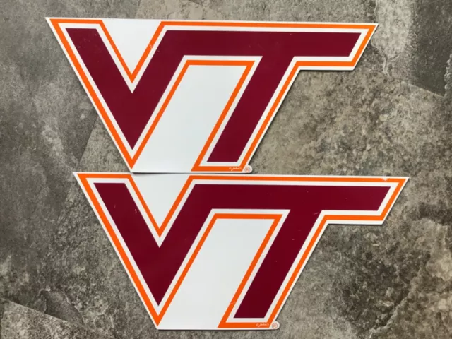 2 Magnetic decals for car, VT Virginia Tech NCAA - MAGNET (5”X 11") new NIP