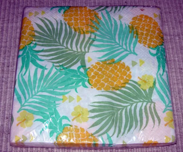 PINEAPPLE Lunch Napkins Paper 16 Pack Tableware Luau Hawaiian Party Supplies