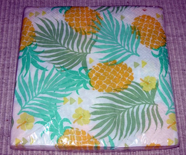 PINEAPPLE Lunch Napkins Paper 16 Pack Tableware Luau Hawaiian Party Supplies