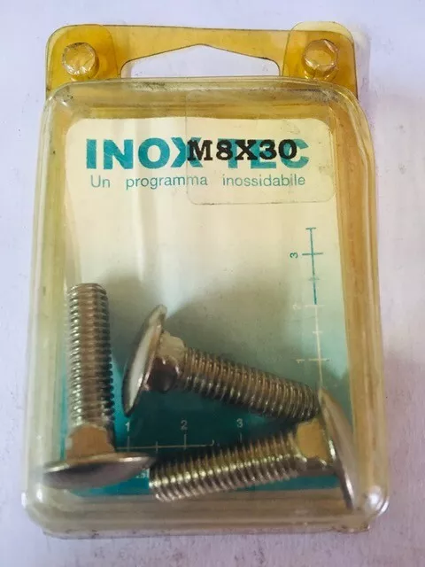 3 Tornillos Testa tonda Cuadro Underhead de Acero Inoxidable M8x30MM para Metal