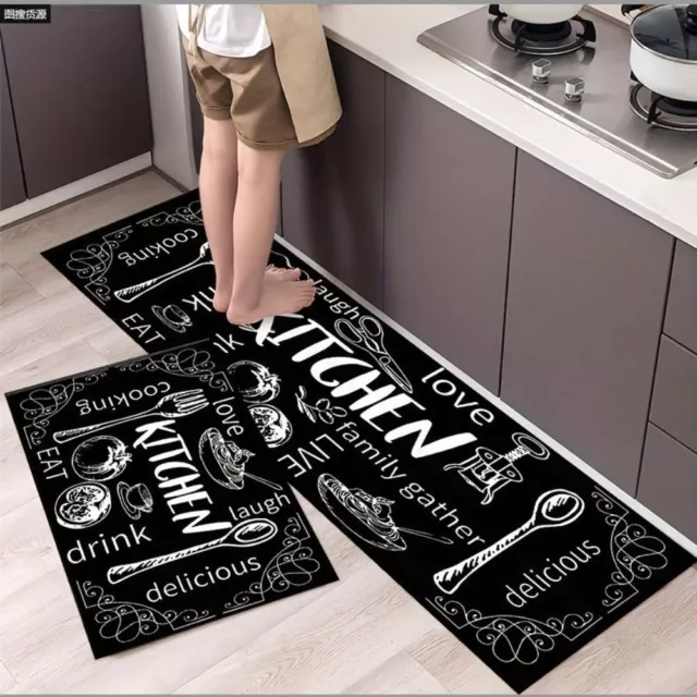 Kitchen Carpet Non-Slip Waterproof Kitchen Door Mat Home Floor Rug Decor UK