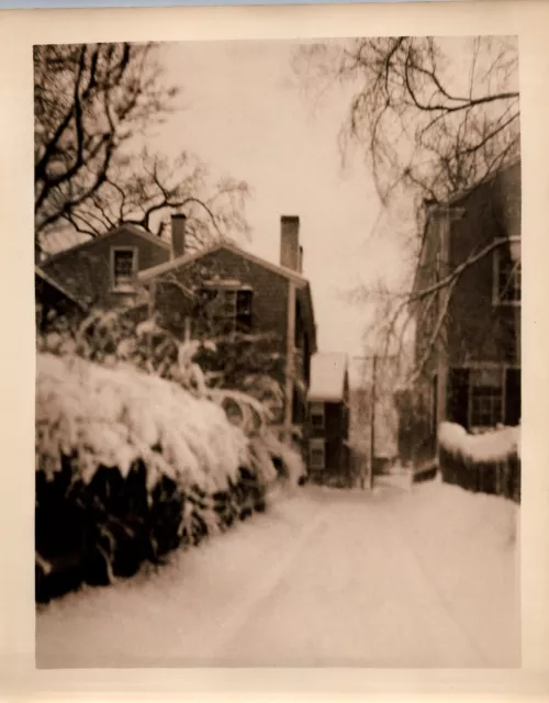 AMERICAN TOWN OLD IMAGE SNOWY DAY WINTER HOUSES COVERED 1930s VTG Photo Y 414