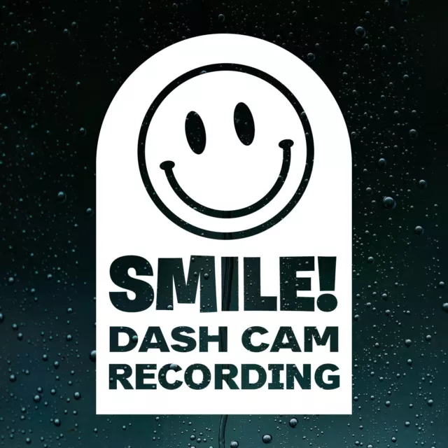 Smile Dash Cam Recording Camera Car Sticker Bumper Window Boot Safety Decal