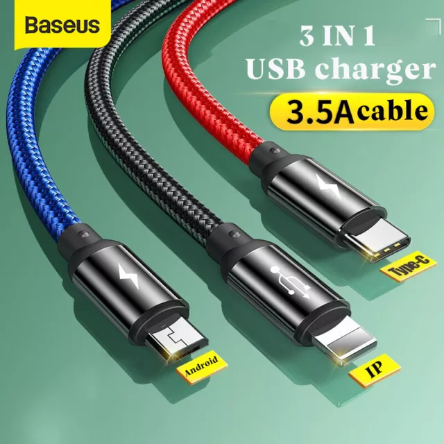 Ladekabel 3in1 Multi Schnell USB Typ-C Micro IOS Handy für Samsung iPhone Huawei