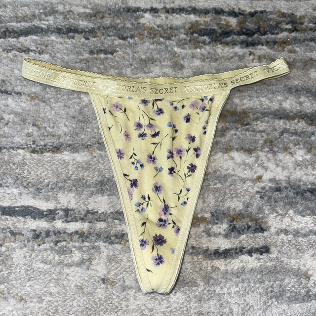 VINTAGE 2000 VICTORIAS Secret Sexy Yellow Cotton VString Thong Panties