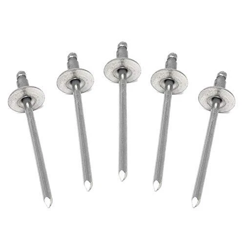 100 Large Flange Stainless Steel Open End Pop Rivets 3/16" x 3/8" (0.251-0.37...