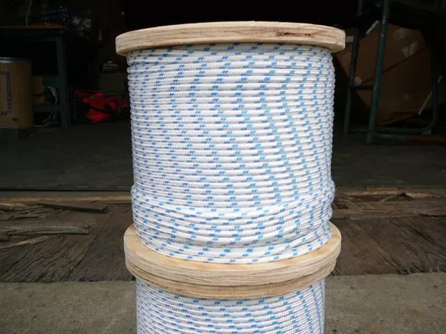 NovaTech XLE Halyard Sheet Line, Dacron Sailboat Rope 3/16" x 50' White/Blue