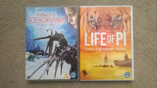 2 Life Story Movies: Edward Scissorhands & Life Of Pi (DVD)