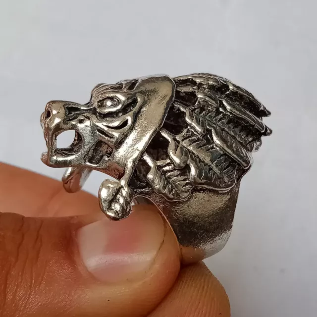 Extremely Ancient Old Viking Silvred Lion Ring Very Rare Artifact Authentic