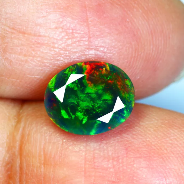 1.41Ct IF First-class Oval cut 10 X 8 mm 3D Multi color Disco Black Fire Opal