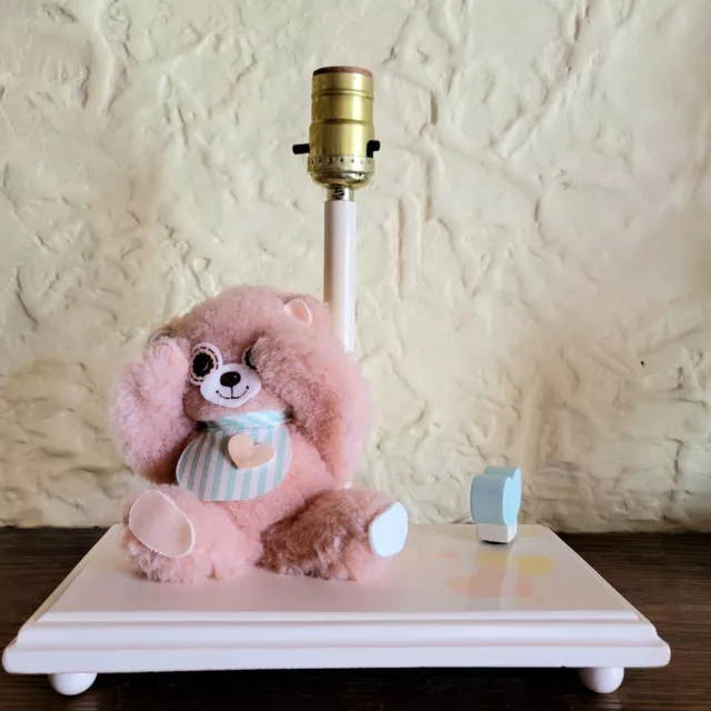 VTG Morgan Inc Peek-A-Bear Musical Nursery Lamp•80s•Kids•Motion•Wood•Plush