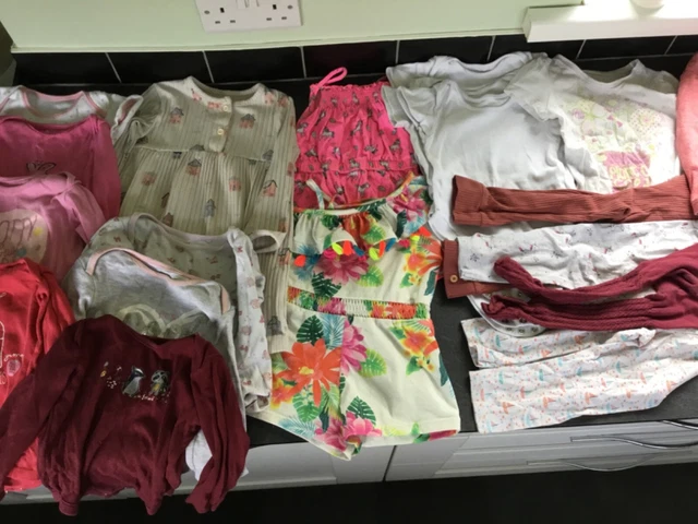 Baby Girl large clothing bundle for age 12-18 months 19 items dress, play suits 