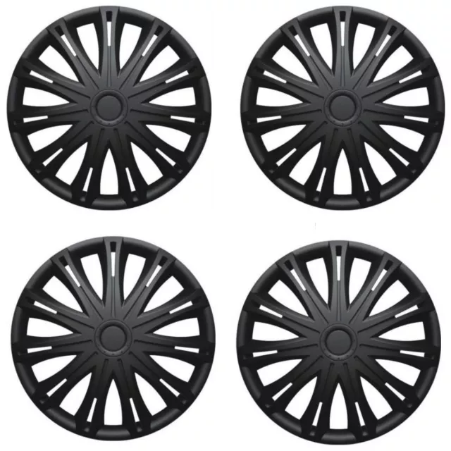 Wheel Trims 15" Spark Black Hub Caps Plastic Covers Set of 4 Specific Fit R15